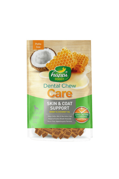 Happi Doggy Dental Chew Care-Skin & Coat Support-2.5" (18 Pieces)-150g