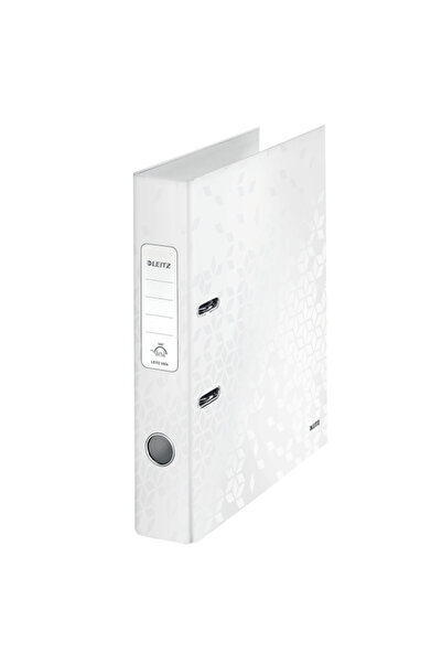 Leitz Laminated Lever Arch File 5.2 Cm Metallic White WOW