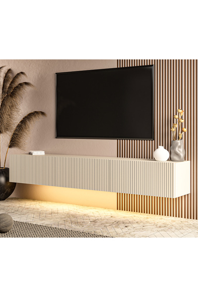 MERT SERT MOBİLYA Ada 180 cm Günışığı Led Işıklı Tv Sehpası, Tv Ünitesi, Duva...