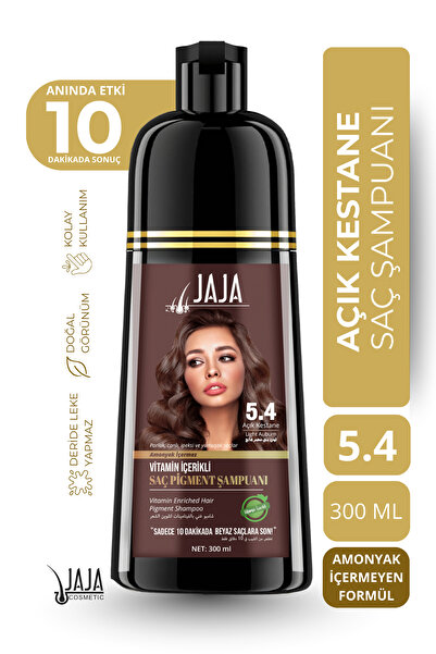 Jaja Açık Kestane (Light Chestnut) Saç Pigment Şampuanı 5.4 | 300 ML & Vitami...