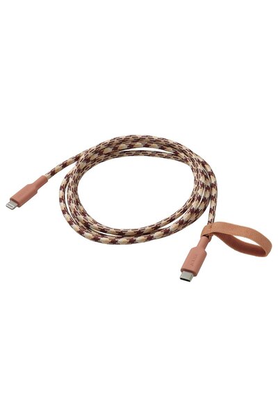 IKEA LILLHULT USB Type C to Lightning Cable, Pink/Beige, 1.5 m