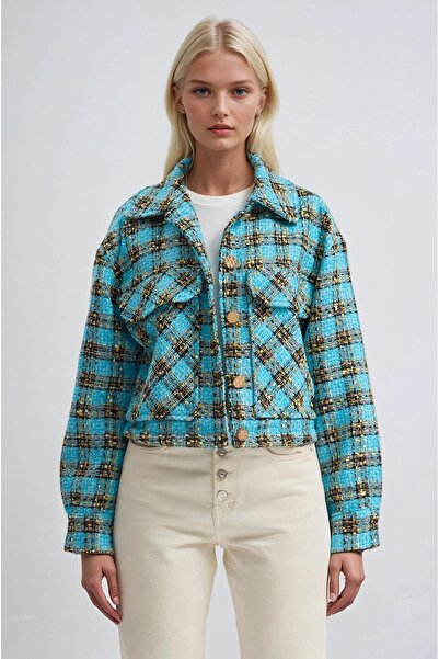 Lijuri Plaid Short Tweed Jacket 6184