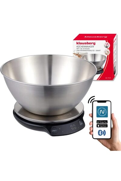 Klausberg Кухненска везна с купа, вместимост 1.8 литра, Bluetooth, сребриста