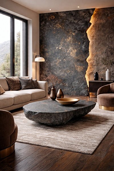 orienss El Yapımı Alçak Kaya Form Sehpa