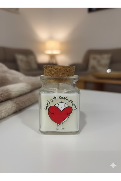 I Love You So Much Design Cork Stoppered Glass Bottle Decorative Candle - 1 Motto Gift Candle