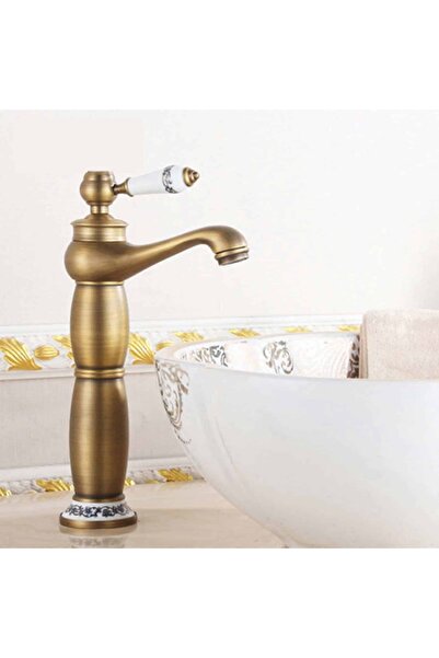 OEM Baterie înaltă pentru chiuvetă, design antic, bronz, ornament ceramic