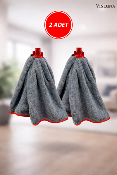 VİSLUNA ( 2 Adet ) Gri Mikrofiber Lüks Kalite Paspas Mop Yedek Ucu