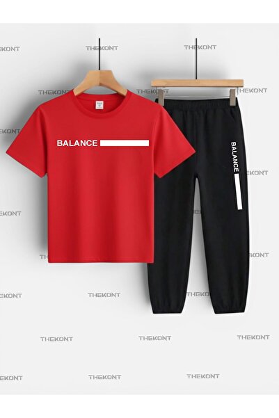 THEKONT Line Balance Printed Top and Bottom Children's Set (T-Shirt-Pants wit...