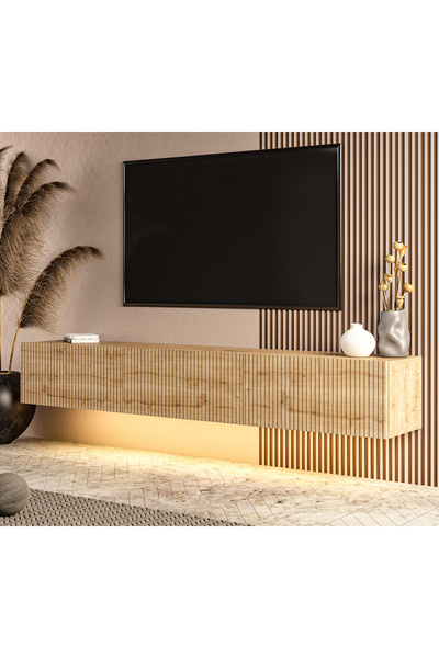 MERT SERT MOBİLYA Ada 180 cm Günışığı Led Işıklı Tv Sehpası, Tv Ünitesi, Duva...