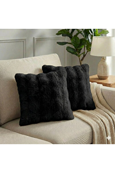 pufftable 2-Pack Plush Bubble Cushion Cover 45*45 Black Color Soft Velvet Cus...