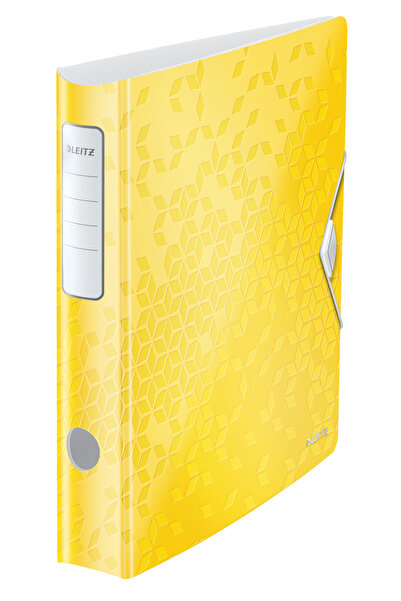 Leitz Dosar laminat cu pârghie, 5 cm, 180 de grade, galben, activ, WOW