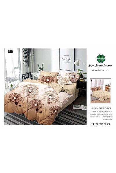 ANATOLIATEKSTILE Finet Bed Linen 6 Pieces, Complete Matrimonial Set, Modern M...