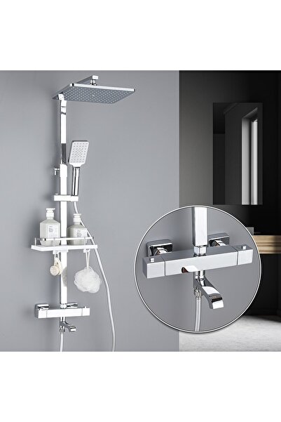 OEM Coloană de duș și cadă, ThermoSquare, cu termostat, 3 funcții, montare pe...