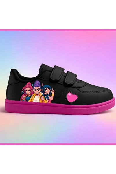 lias desing Huntrelex New Girls Printed Black Pink Sole Band Children's Sport...