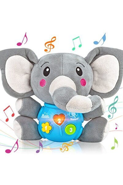 UNİBOX Jucarie pentru bebelusi, elefant de plus cu sunete si lumini, pentru b...