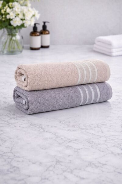 Binna Soft لوكس فيل قطن 2 قطعة 70 × 140 سم مناشف حمام ملونة