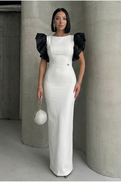 ALFUDO Moda Collection Women's Long Tulle Sleeve Stylish Evening Dress