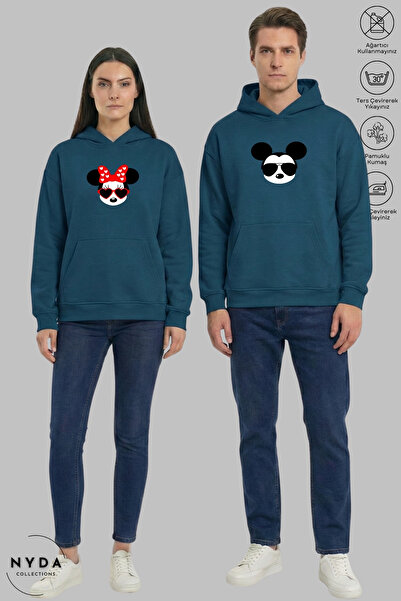 Nyda Collections Lover Couple Combination Mickey Minnie Printed Hoodie Hooded...