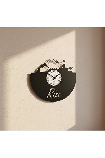 Handmade ساعة حائط مصنوعة يدويًا من الخشب المعاد تدويره من Rize Silhouetli