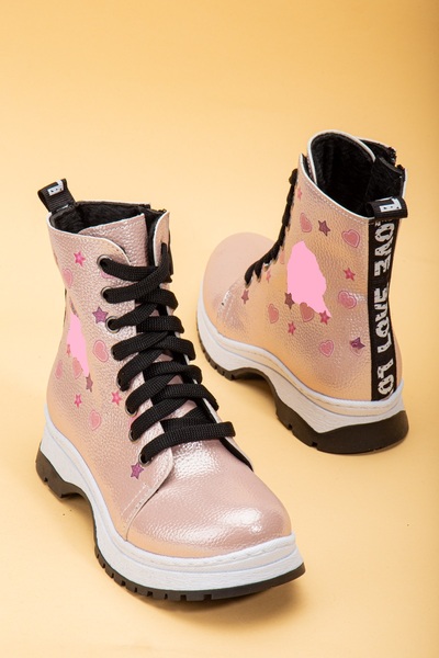 Berfu shoes Pembe-Pudra Kız Çocuk Kaymaz Taban Hafif Bot