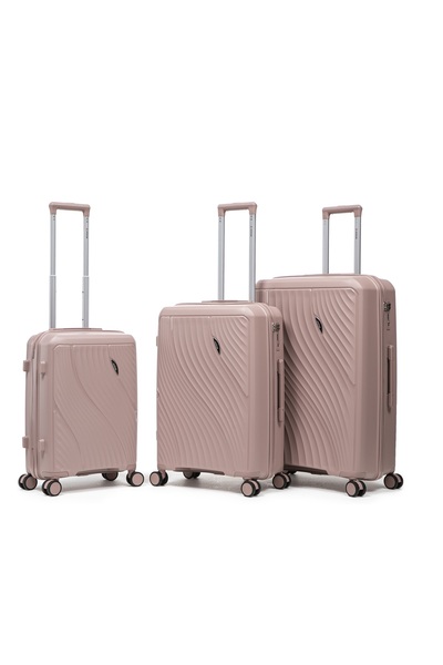 aventor AV106 trolley set, polypropylene, 1 cabin and 2 checked luggage, TSA ...