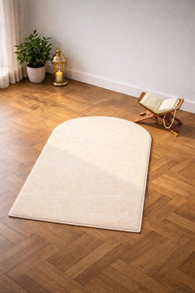 BESELY Krem Yumuşak Kaymaz Taban Yıkanabilir Hediyelik Seccade Günlük Diz Ağr...