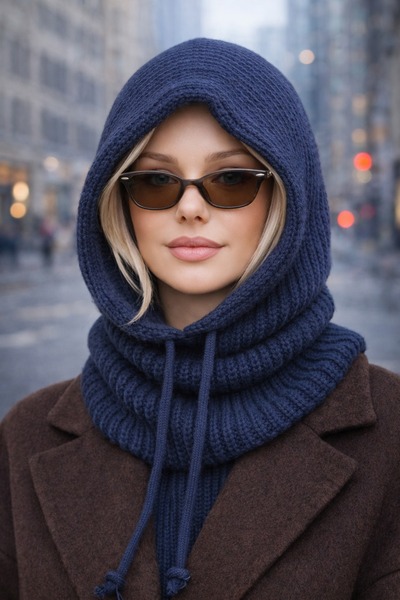 Jack Ferrero Lacivert Triko Örgü Balaclava Bere Şapka