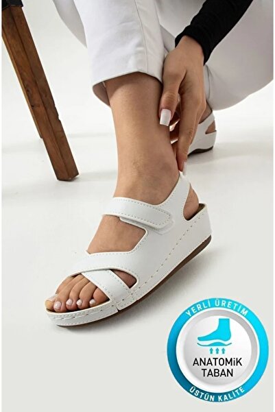 KOCAMANLAR Aryan 09-984 D.R Recommended Orthopedic Women's Sandals White