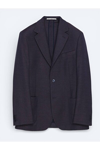 Kip Cobalt Patterned Wool Blend Jacket