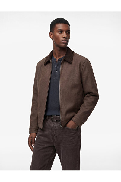 Koton Regular Fit Long Sleeve Pocketed Corded Fabric Collar Detailed Zippered...