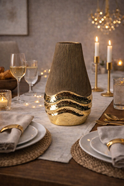 Brandsmiths Modern Vase with Gold Detail - Vertical Form