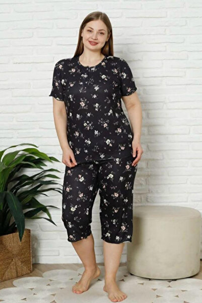 MODA Cotton Patterned Comfortable Full-Fit Women's Buttoned Capri Pajama Set