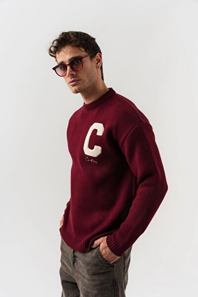 go gang own C Letter Crew Neck Knit Sweater