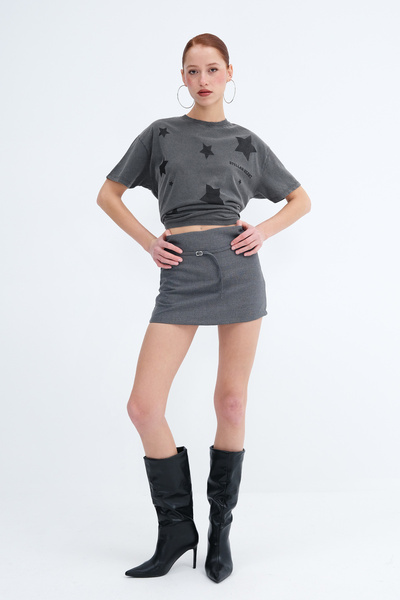 Addax Belted Mini Skirt E146