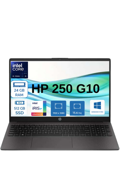 HP 250 G10 B39W4AT i5-1334U 24 GB RAM DDR4 512 GB SSD 15,6" FULL HD WİN 11 PR...