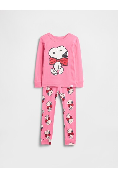 GAP Bebek Pembe Snoopy Brushed Organik Pamuk Pijama Takımı