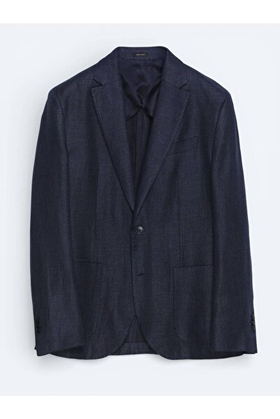 Kip Colorful Micro Modern Fit Wool Blend Jacket