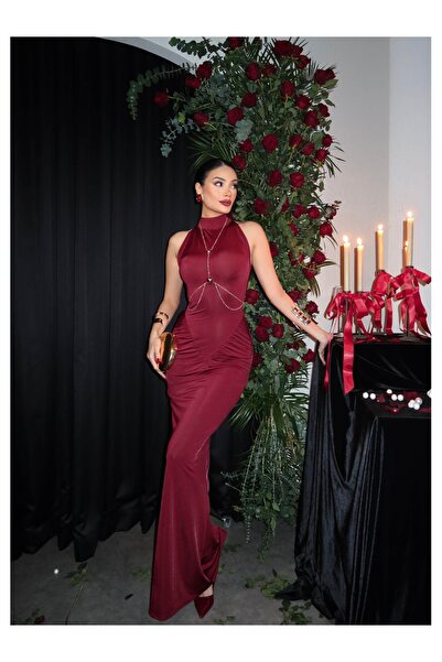 ESRAHELVACI Zero Sleeve Buckle Long Dress