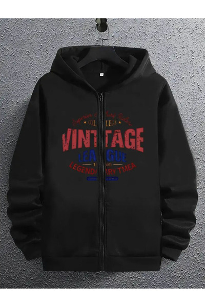 Baxia Girls' Vintage Printed Hooded Cardigan Sweatshirt with Zipper Navy Blue...