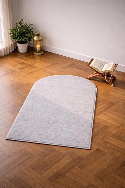 BESELY Açıkgri Yumuşak Kaymaz Taban Yıkanabilir Hediyelik Seccade Günlük Diz ...