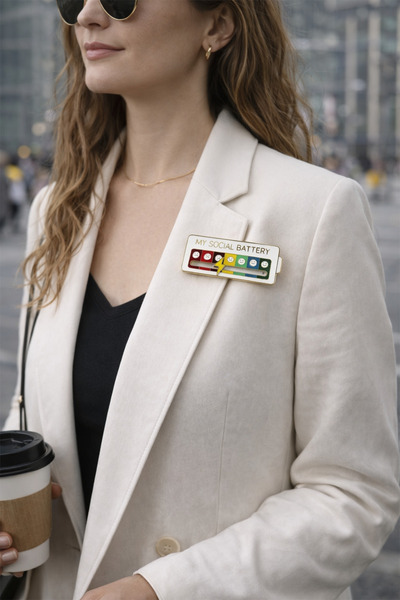 Modex Renkli Ruh Hali Göstergeli My Social Battery Broş (5cm)