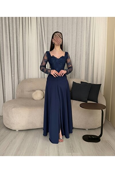 ALANOOD Elegant navy blue evening dress