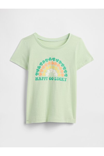 GAP Kız Bebek Açık Yeşil Grafik Baskılı T-Shirt