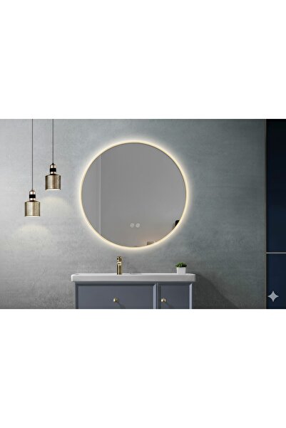 Fresh Colour Oglinda de baie cu LED LINES Gold 60cm, cu rama subtire aurie, dezaburire, touch
