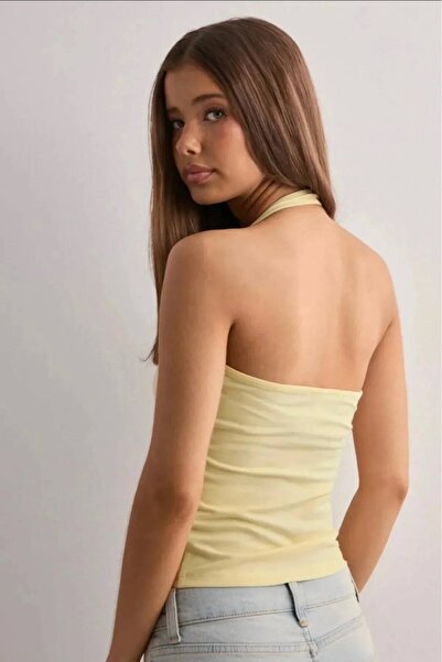 SEVENLINE Women's Halter Neck Backless Stretch Fabric Basic Blouse