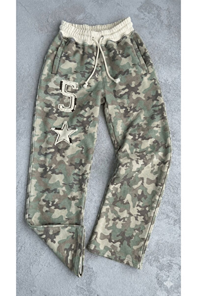 Gofeel 5 Star Kamuflaj Nakışlı Baggy Unisex Eşofman Altı