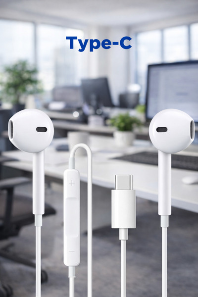 Tech&bello accessories Android İos Uyumlu Type-C Girişli Kablolu Mikrofonlu S...