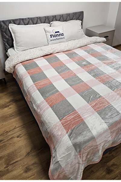 FIONNA.RO Cocolino Blanket Medium Thickness 200x230cm - Pink Squares