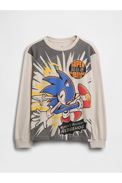 GAP Erkek Çocuk Gri Relaxed Grafik Baskılı T-Shirt