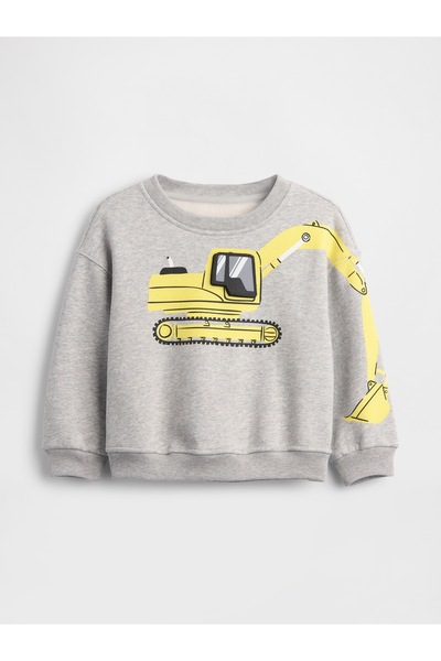 GAP Erkek Bebek Gri VintageSoft Grafik Baskılı Sweatshirt
